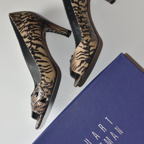 Stuart Weitzman animal print peep toe heels US 7M - Picture 6 of 6
